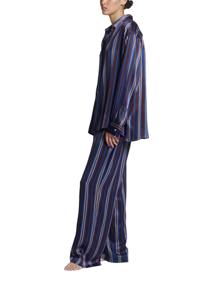 ASCENO Rosa Stripe Pure Silk Trousers, Multi - view 2, Multi