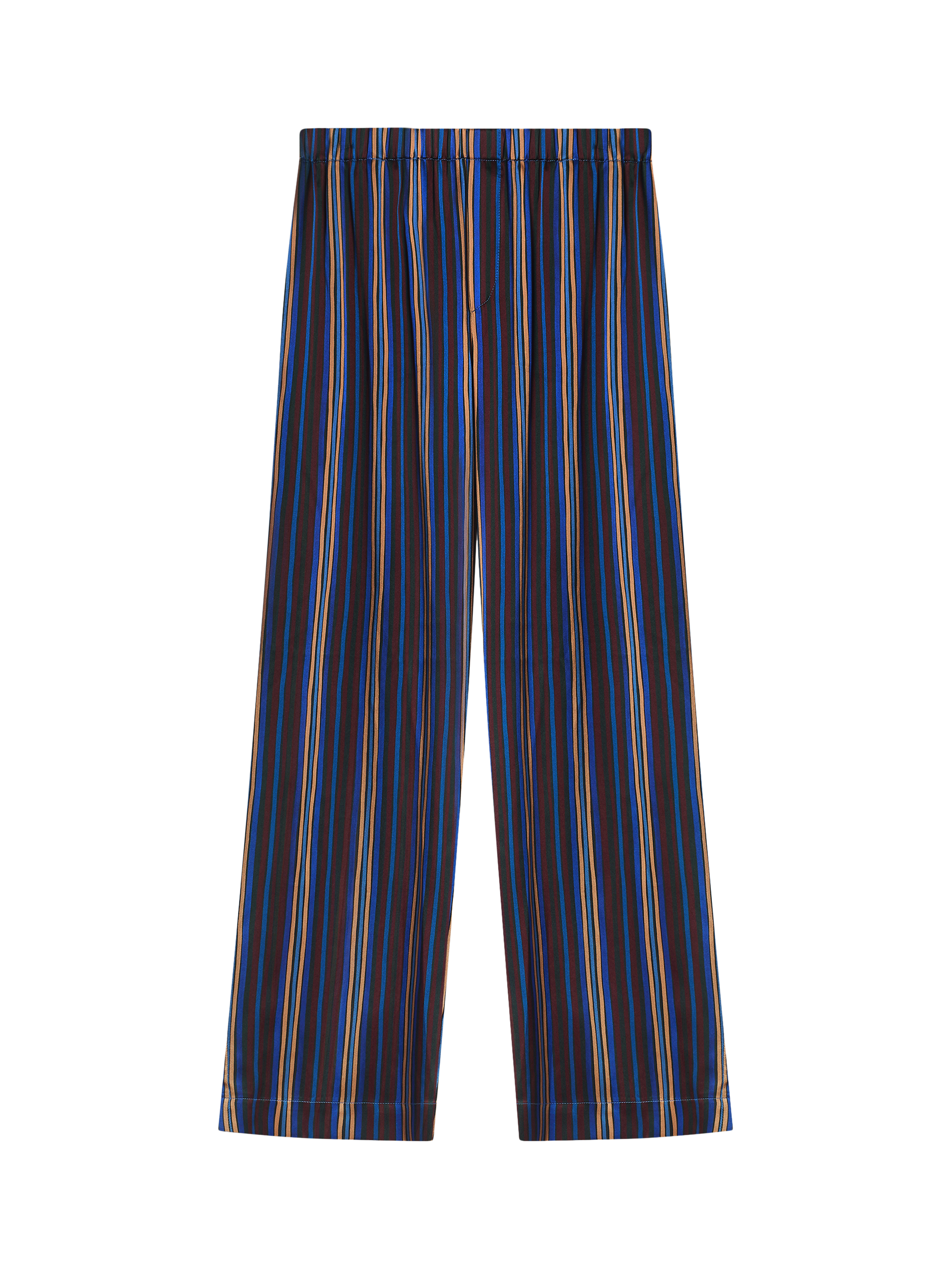 Product image 4 of 6, which shows ASCENO Rosa Stripe Pure Silk Trousers, Multi, S