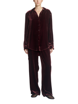 ASCENO London Velvet Trousers, Maroon - view 2, Maroon