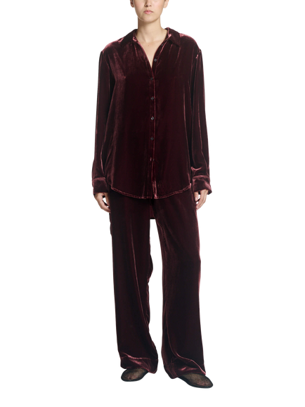 ASCENO London Velvet Trousers, Maroon - view 2, Maroon