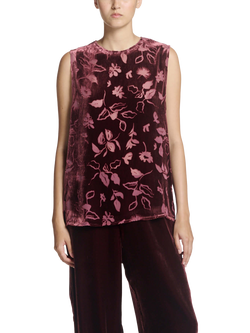 ASCENO Trento Floral Velvet Top, Maroon, Maroon
