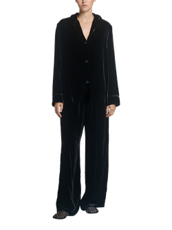 ASCENO Austin Pure Silk Velvet Trousers, Black, Black