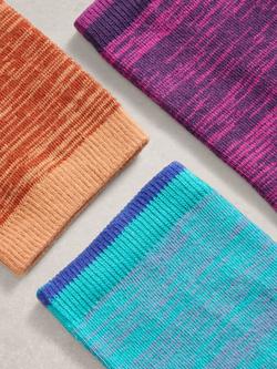 White Stuff Spacedye Ankle Socks, Pack of 3, Turquoise/Multi - view 2, Turquoise/Multi