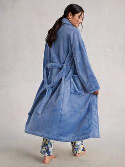 White Stuff Clover Cosy Shawl Neck Dressing Gown, Light Blue - view 2, Light Blue