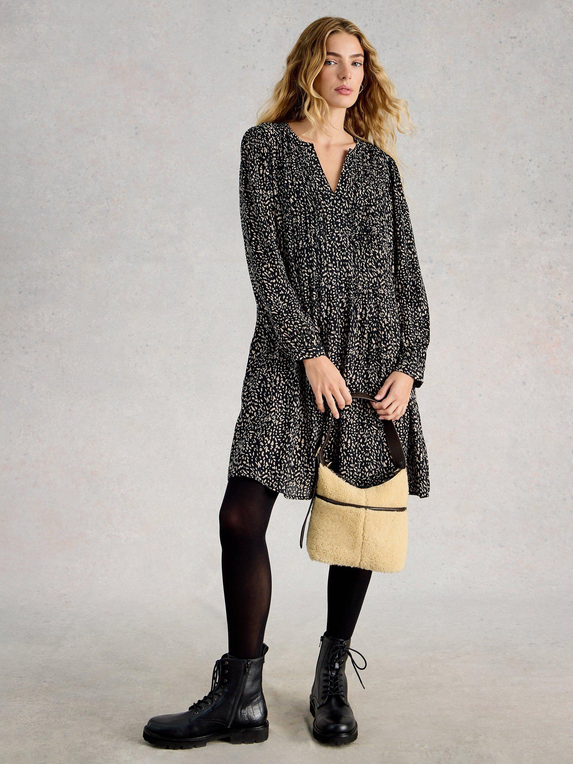 Product image 1 of 6, which shows White Stuff Amelie Metallic Dress, Black/Multi, 6