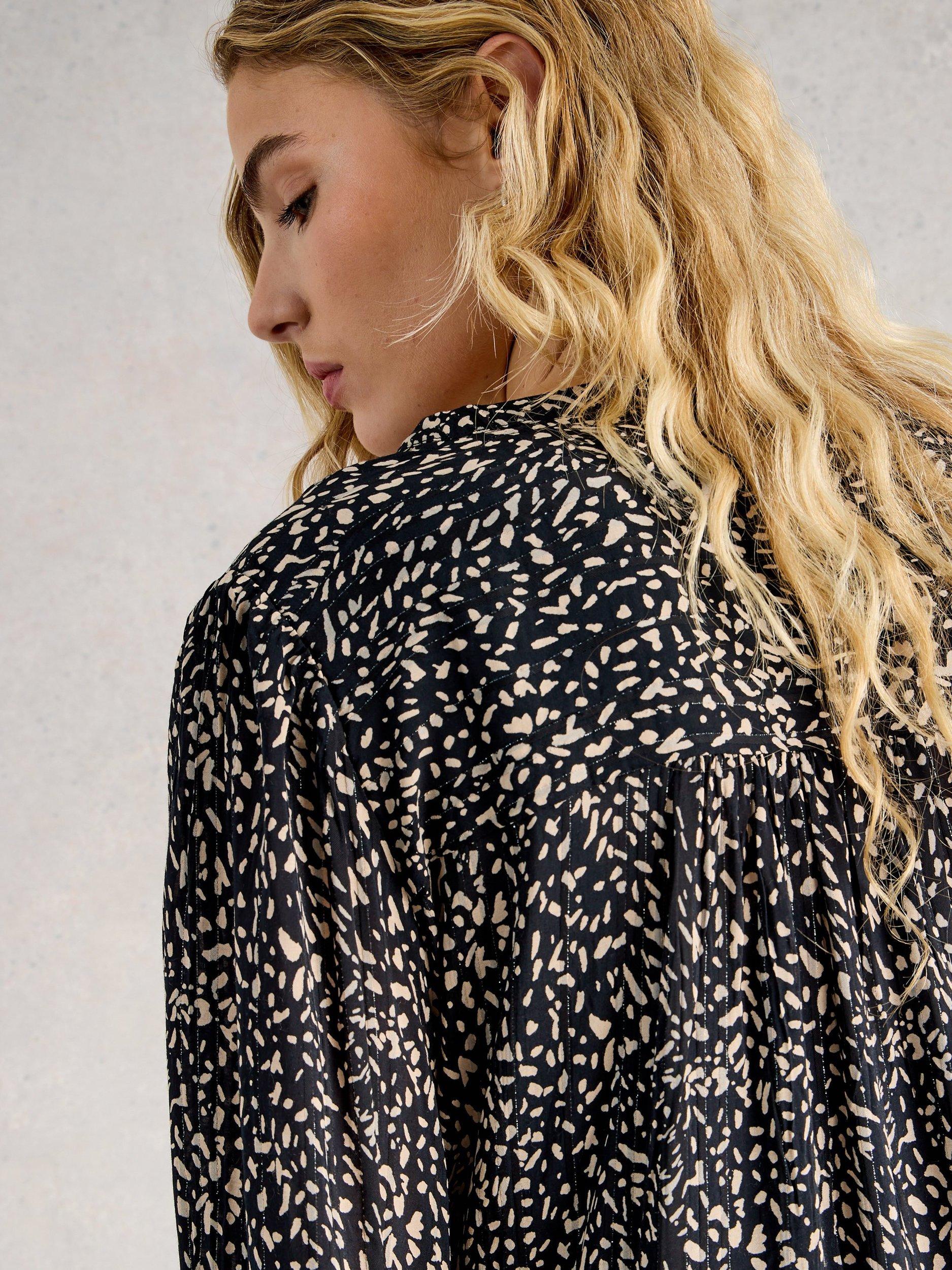 Product image 3 of 6, which shows White Stuff Amelie Metallic Dress, Black/Multi, 6