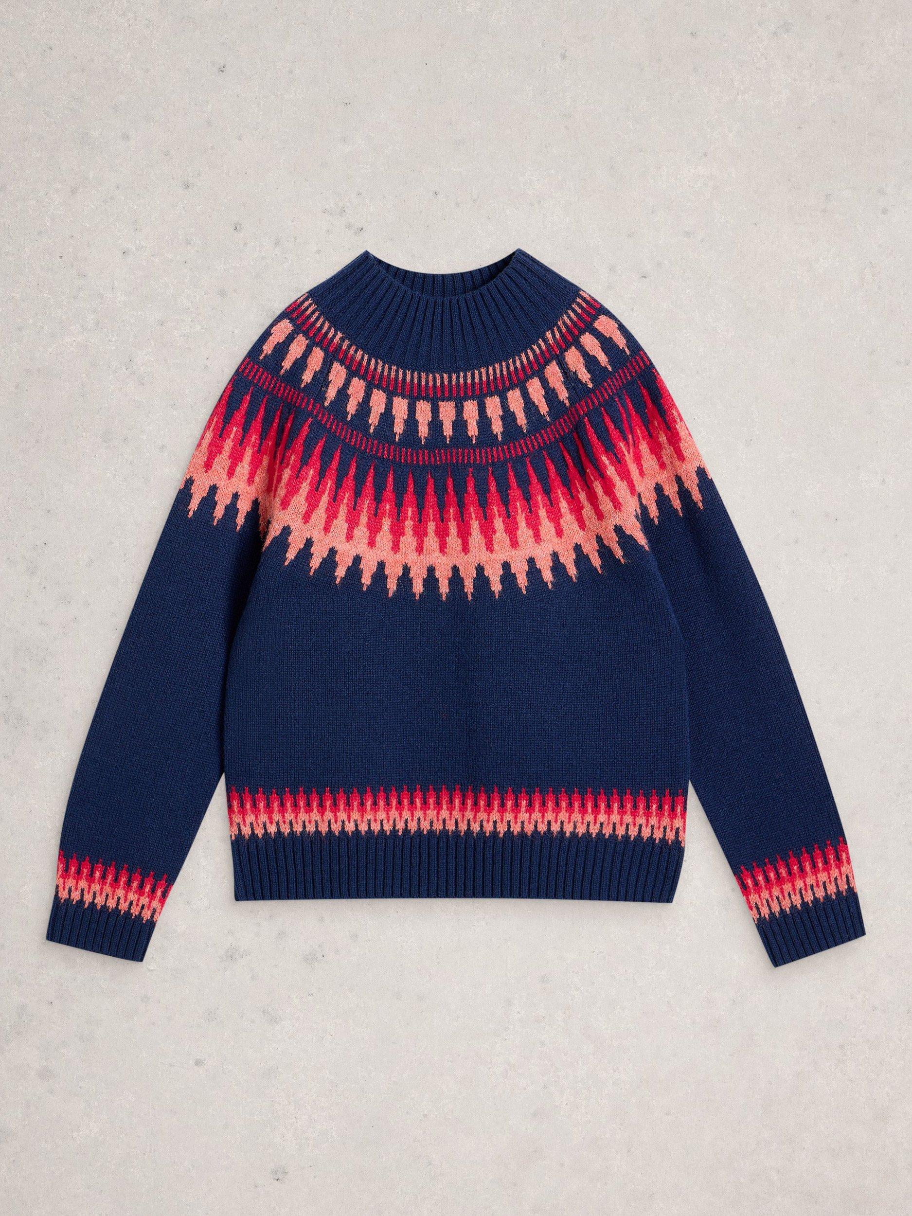 Product image 5 of 6, which shows White Stuff Fiona Fairilse Jumper, Navy/Multi, 8