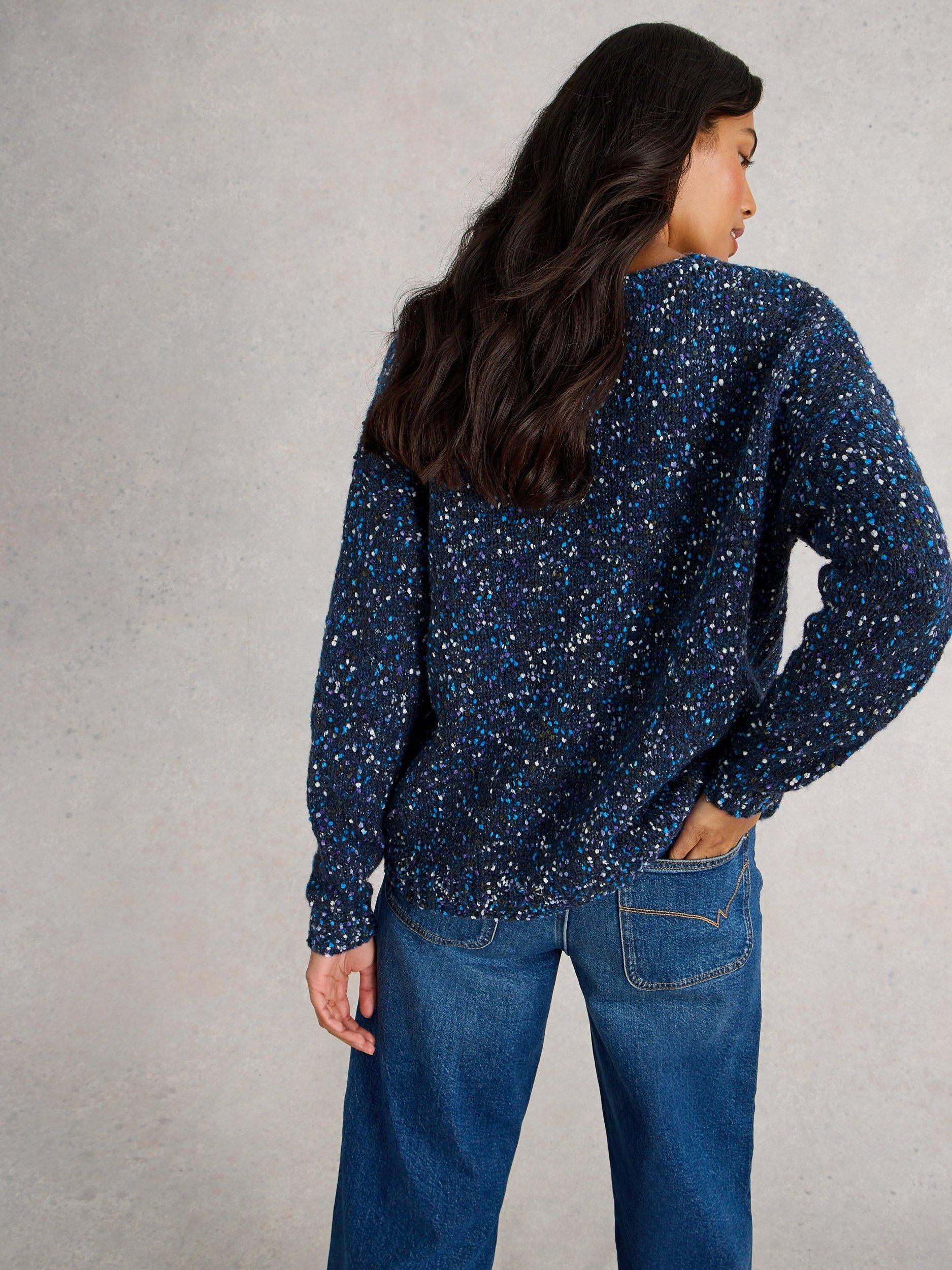 Product image 2 of 6, which shows White Stuff V-Neck Textured Jumper, Dark Navy, 10