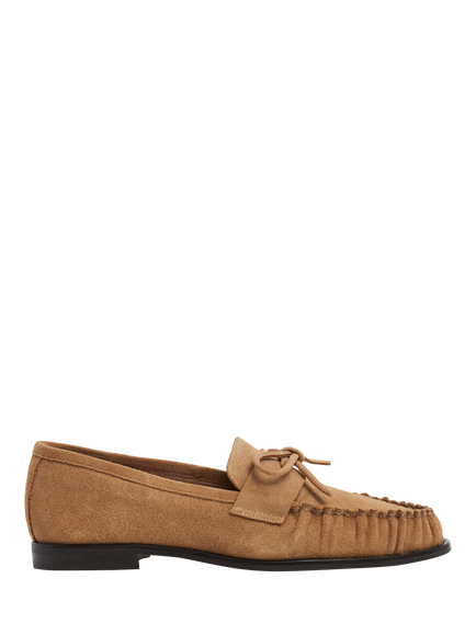 Flattered Dylan Suede Bow Loafers, Cognac, Cognac