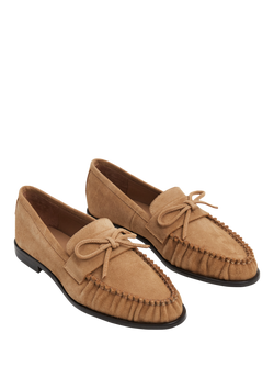 Flattered Dylan Suede Bow Loafers, Cognac - view 2, Cognac