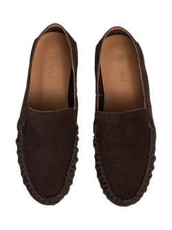 Flattered Bon Bon Suede Moccasins, Chocolate - view 2, Chocolate