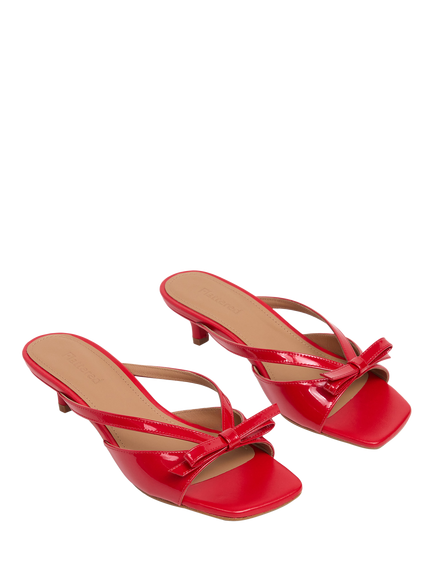 Flattered Jordan Patent Kitten Heel Sandals, Cherry - view 2, Cherry