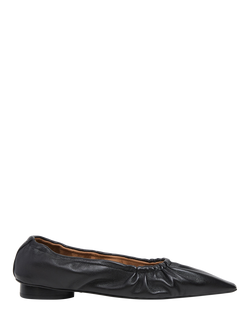 Flattered Isa Soft Leather Pointed Ballet Pumps, Black, Black