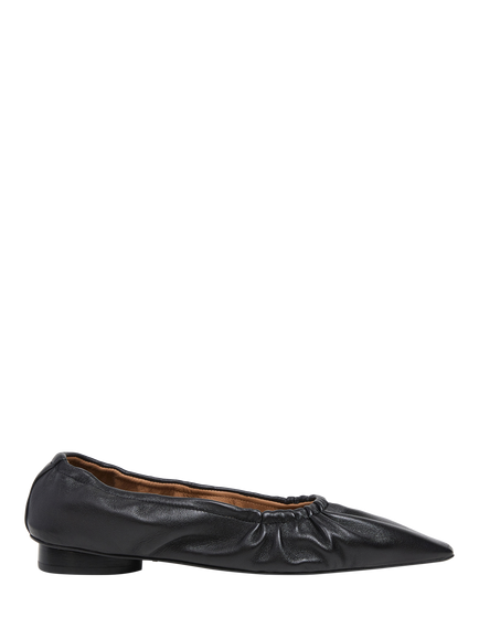 Flattered Isa Soft Leather Pointed Ballet Pumps, Black, Black