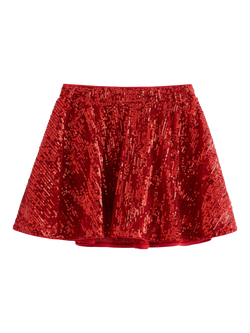 Lindex Kids' Metallic Sequin Skirt, Dark Red