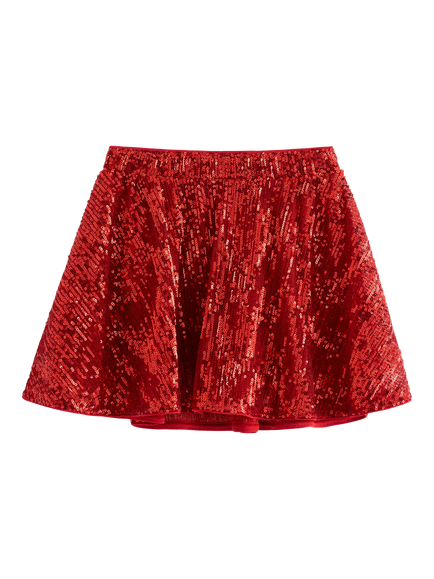 Lindex Kids' Metallic Sequin Skirt, Dark Red