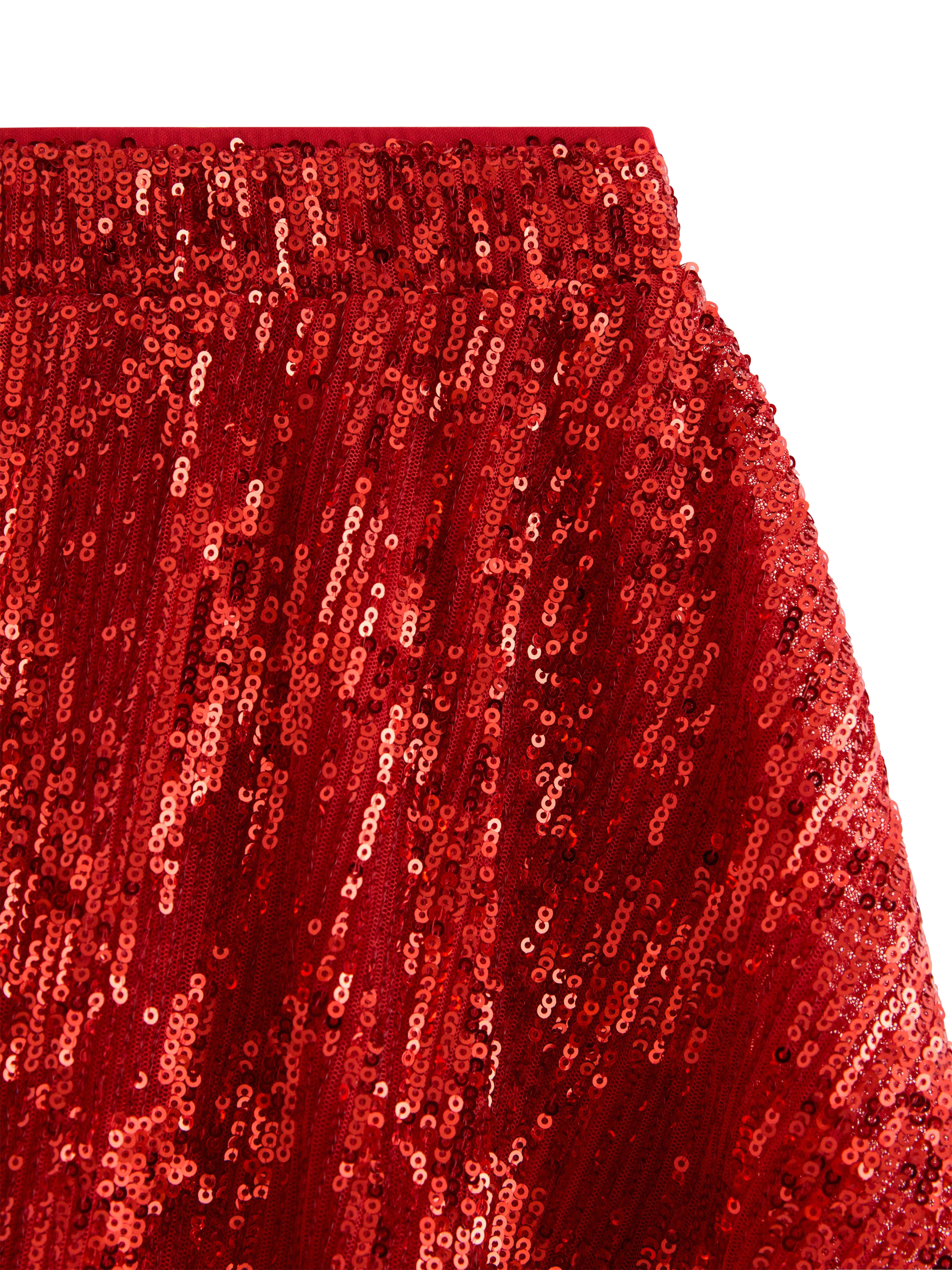Product image 3 of 3, which shows Lindex Kids' Metallic Sequin Skirt, Dark Red, 4-5 years