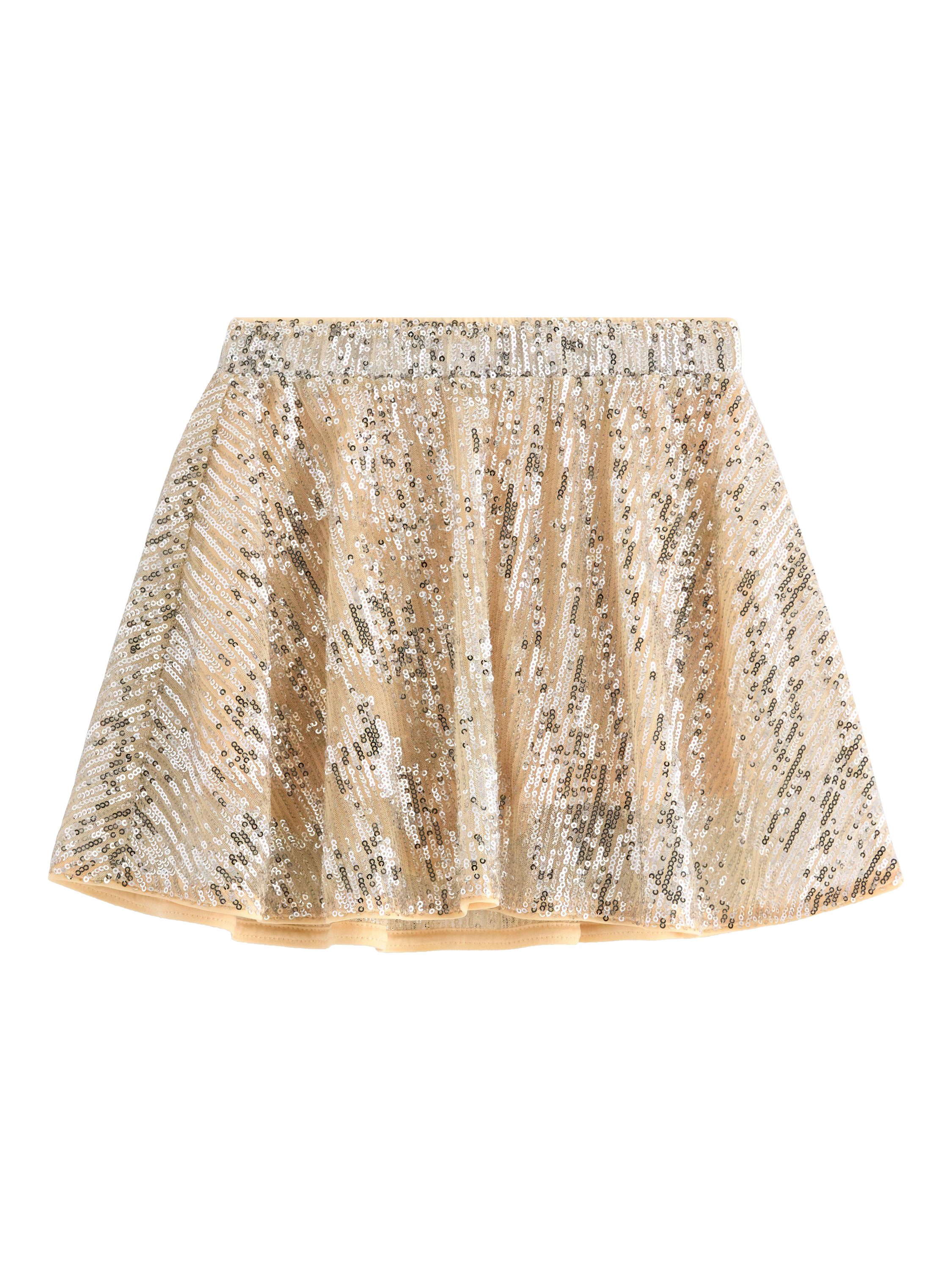Product image 1 of 3, which shows Lindex Kids' Metallic Sequin Skirt, Silver, 3-4 years