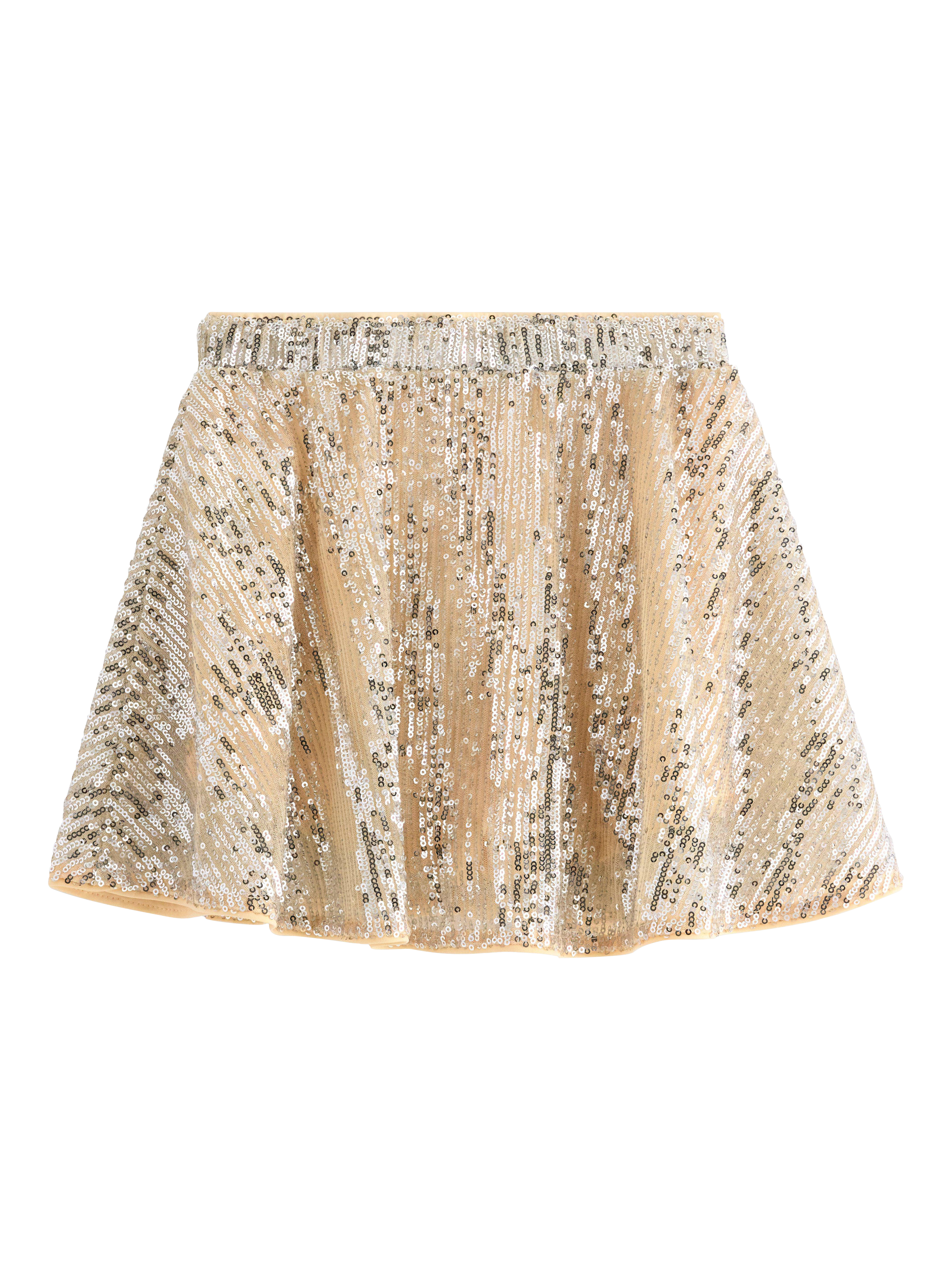 Product image 2 of 3, which shows Lindex Kids' Metallic Sequin Skirt, Silver, 3-4 years