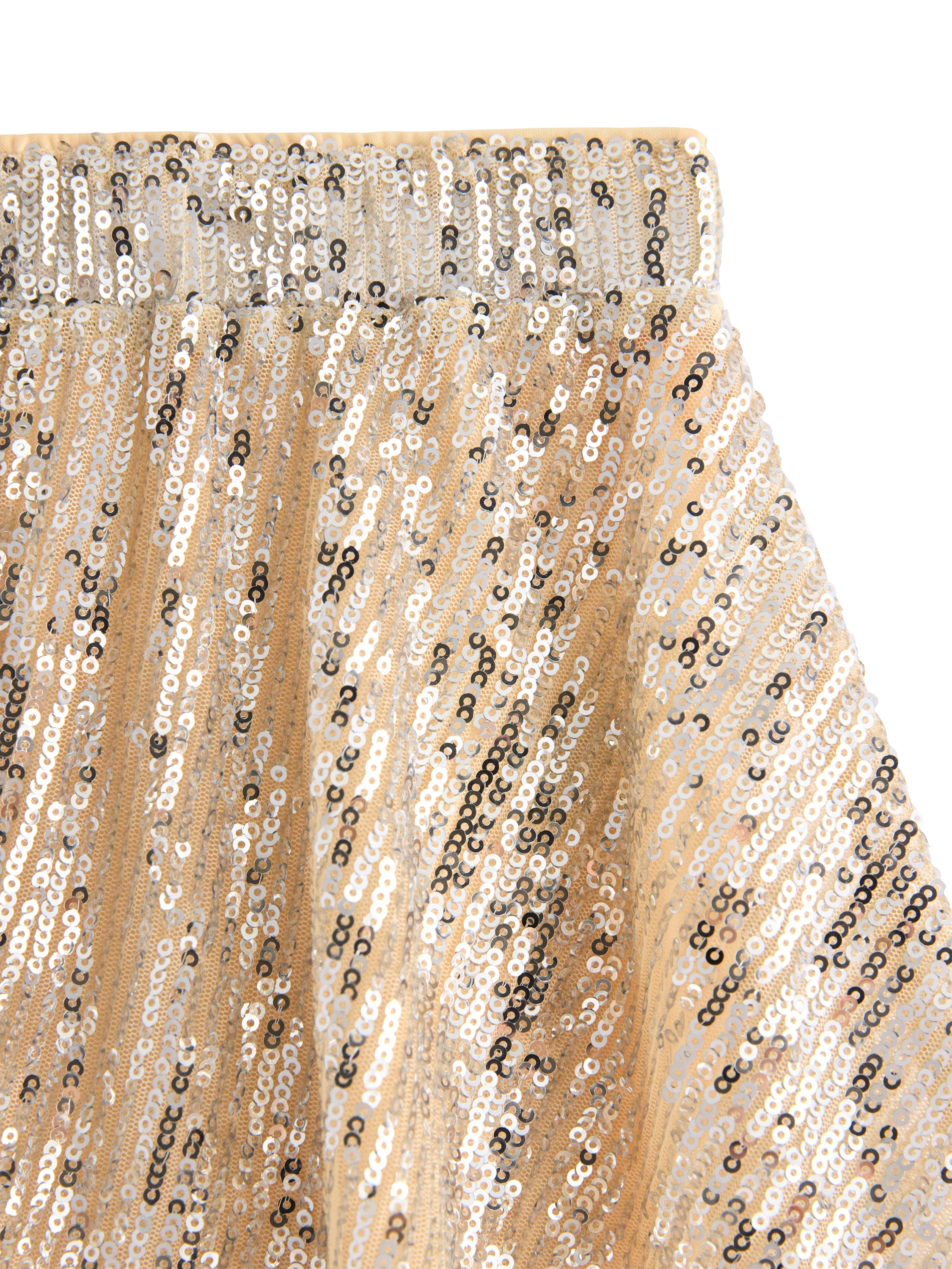 Product image 3 of 3, which shows Lindex Kids' Metallic Sequin Skirt, Silver, 3-4 years