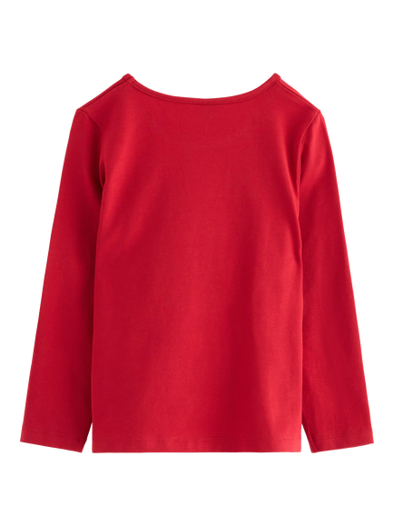 Lindex Kids' Sequin Penguin Jersey Top, Dark Red - view 2, Dark Red