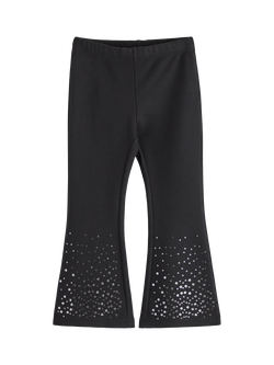 Lindex Kids' Sequin Trim Stretch Trousers, Black, Black