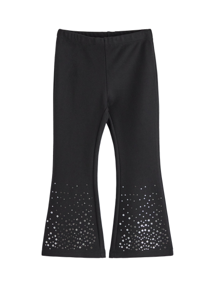 Lindex Kids' Sequin Trim Stretch Trousers, Black, Black