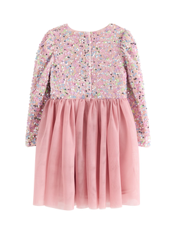 Lindex Kids' Velvet Sequin Knee Length Dress - view 2, Dusty Pink