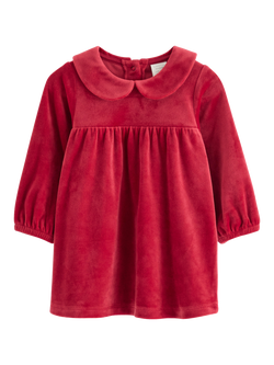 Lindex Kids' Velour Long Sleeved A-Line Dress, Dark Dusty Red, Dark Dusty Red