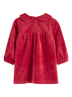 Lindex Kids' Velour Long Sleeved A-Line Dress, Dark Dusty Red - view 2, Dark Dusty Red
