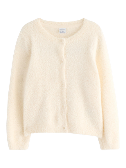 Lindex Kids' Long Sleeved Fluffy Cardigan, White, White