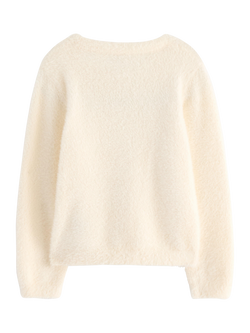 Lindex Kids' Long Sleeved Fluffy Cardigan, White - view 2, White