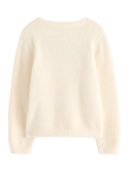 Lindex Kids' Long Sleeved Fluffy Cardigan, White - view 2, White
