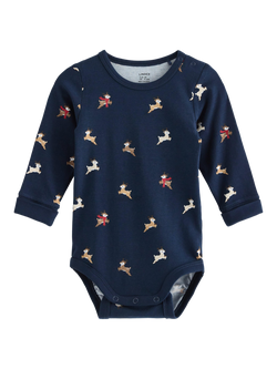 Lindex Baby Seasonal Long Sleeve Bodysuit, Dark Blue, Dark Blue