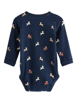 Lindex Baby Seasonal Long Sleeve Bodysuit, Dark Blue - view 2, Dark Blue