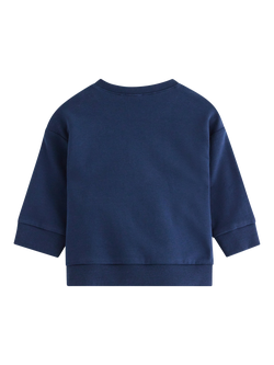 Lindex Baby Cotton Blend Bear Applique Sweatshirt, Dark Blue - view 2, Dark Blue