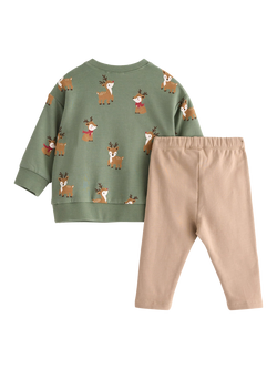 Lindex Baby Seasonal Sweatshirt & Leggings Set, Light Khaki - view 2, Light Khaki
