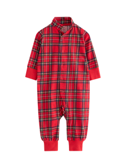 Lindex Baby Cotton Check Sleepsuit, Red, Red