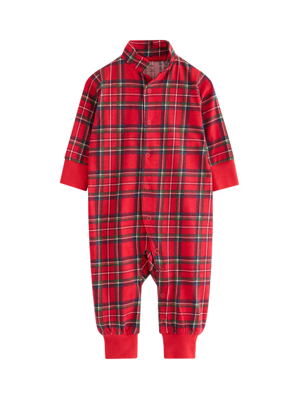 Lindex Baby Cotton Check Sleepsuit, Red, Red