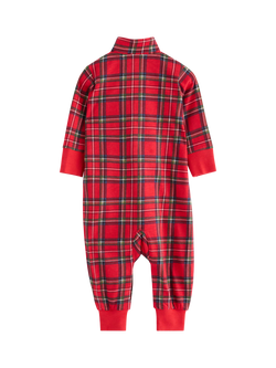Lindex Baby Cotton Check Sleepsuit, Red - view 2, Red