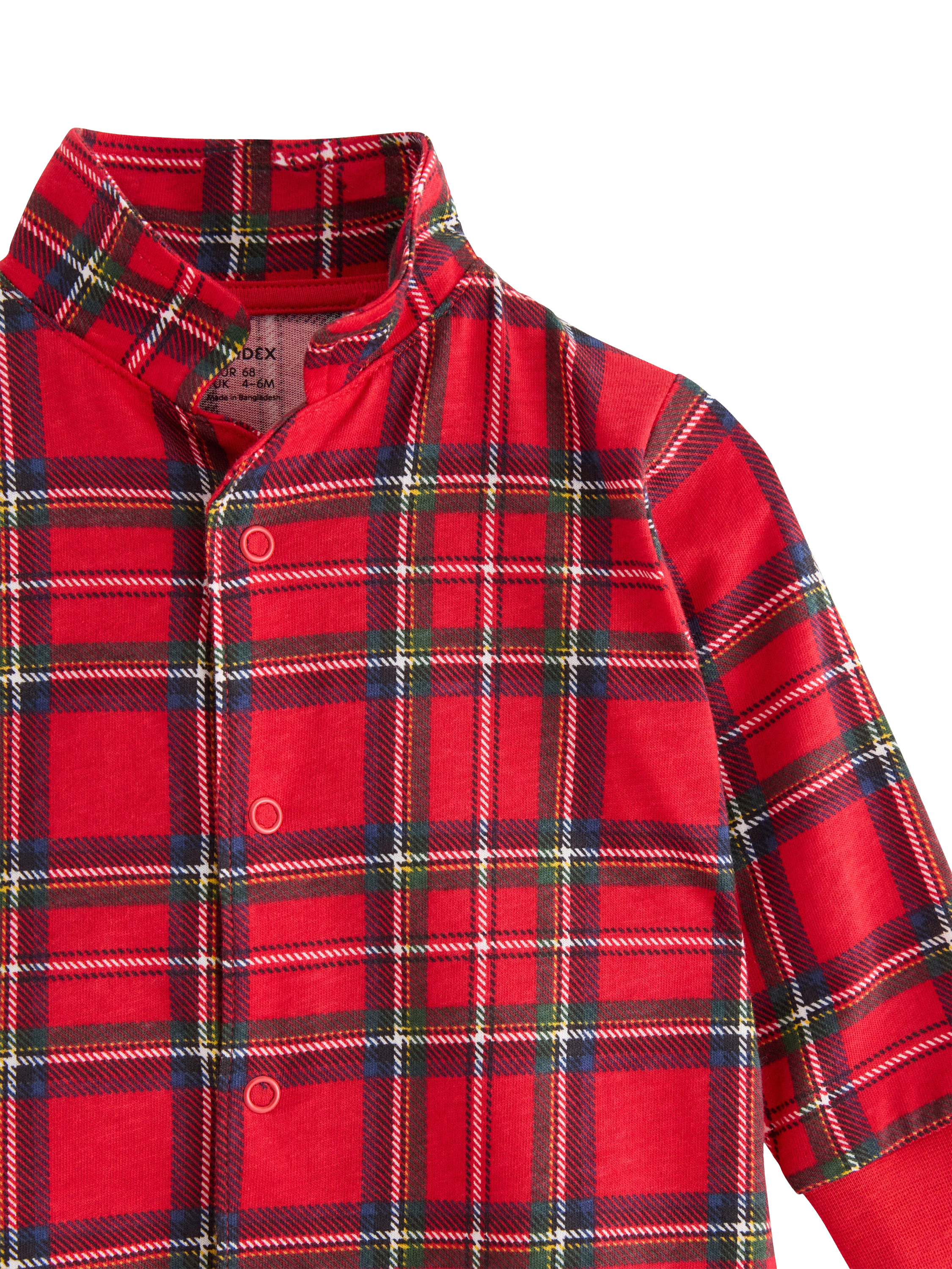 Product image 3 of 3, which shows Lindex Baby Cotton Check Sleepsuit, Red, 1-2 months