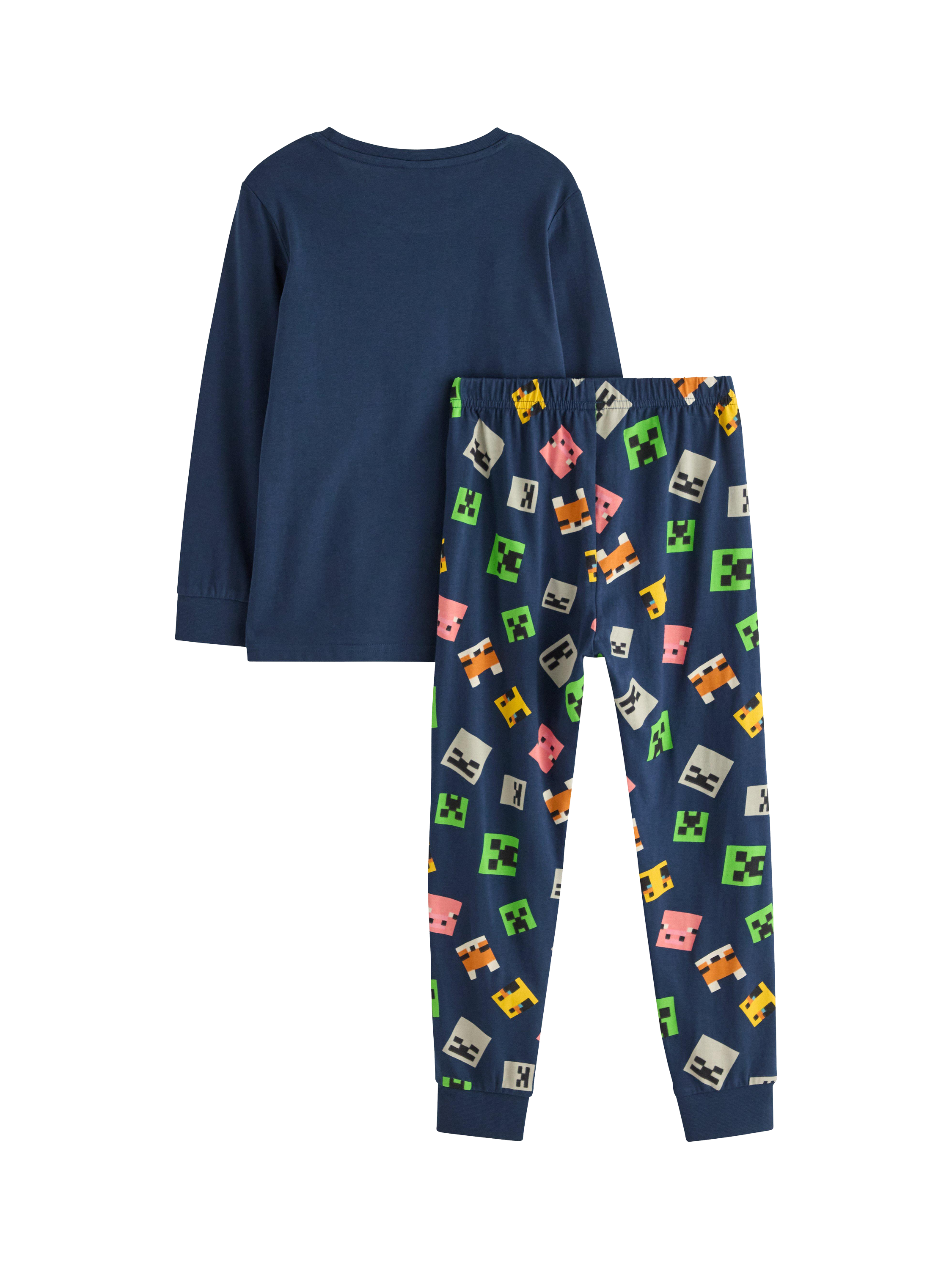 Product image 2 of 3, which shows Lindex Kids' Cotton Minecraft Pyjama Set, Dark Blue, 2-4 years
