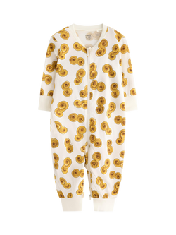 Lindex Baby Cotton Abstract Print Sleepsuit, White/Multi, White/Multi