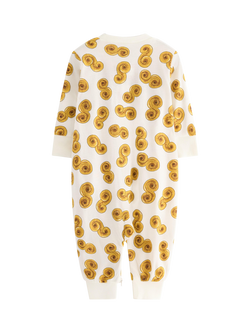 Lindex Baby Cotton Abstract Print Sleepsuit, White/Multi - view 2, White/Multi