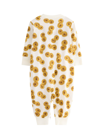 Lindex Baby Cotton Abstract Print Sleepsuit, White/Multi - view 2, White/Multi