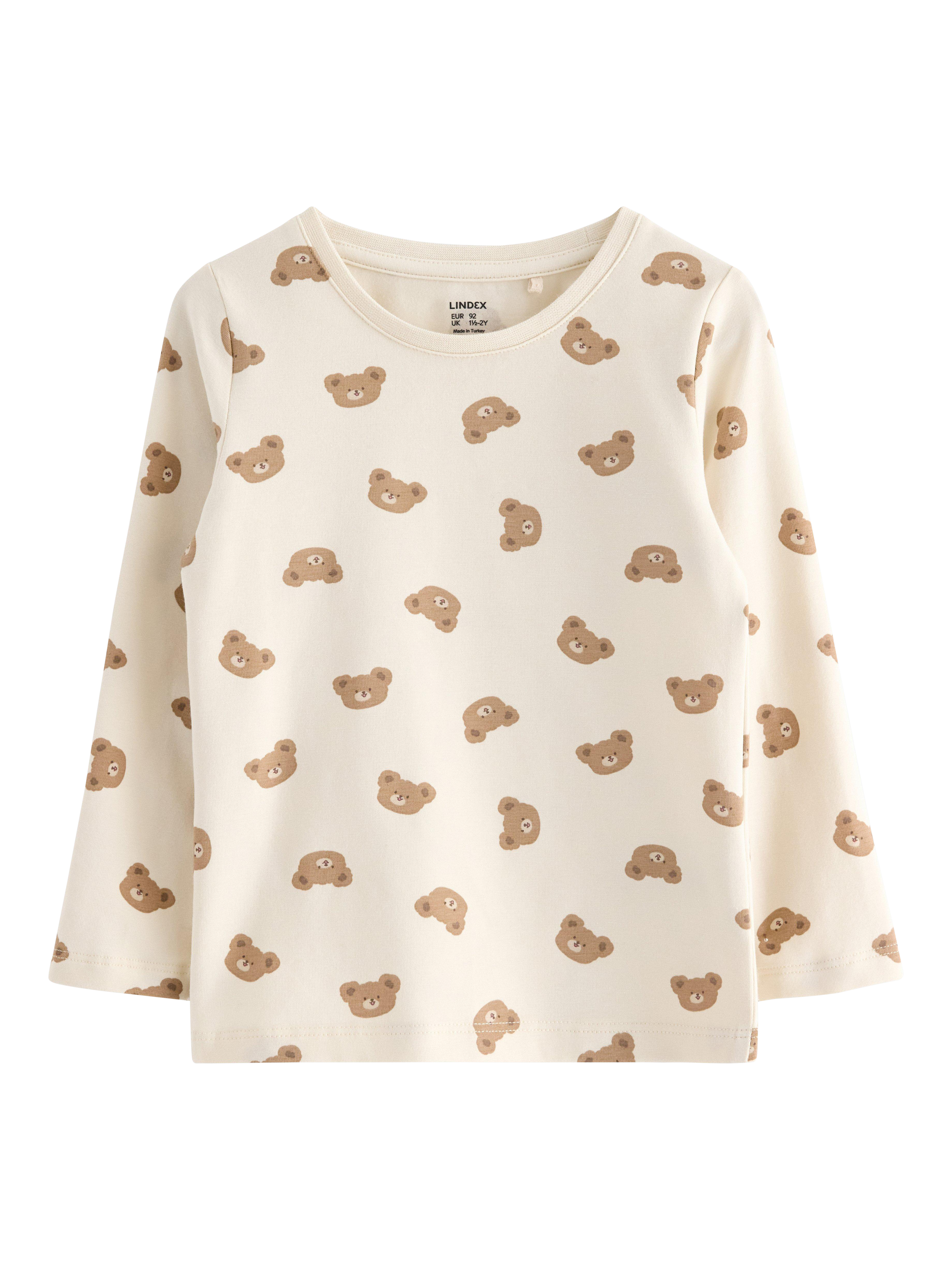Product image 1 of 3, which shows Lindex Baby Teddy Bear Jersey Top, Light Beige, 18-24 months