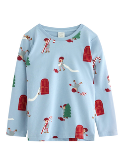 Lindex Kids' Elves Jersey Top, Light Dusty Blue, Light Dusty Blue