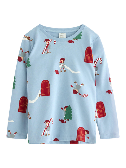 Lindex Kids' Elves Jersey Top, Light Dusty Blue, Light Dusty Blue