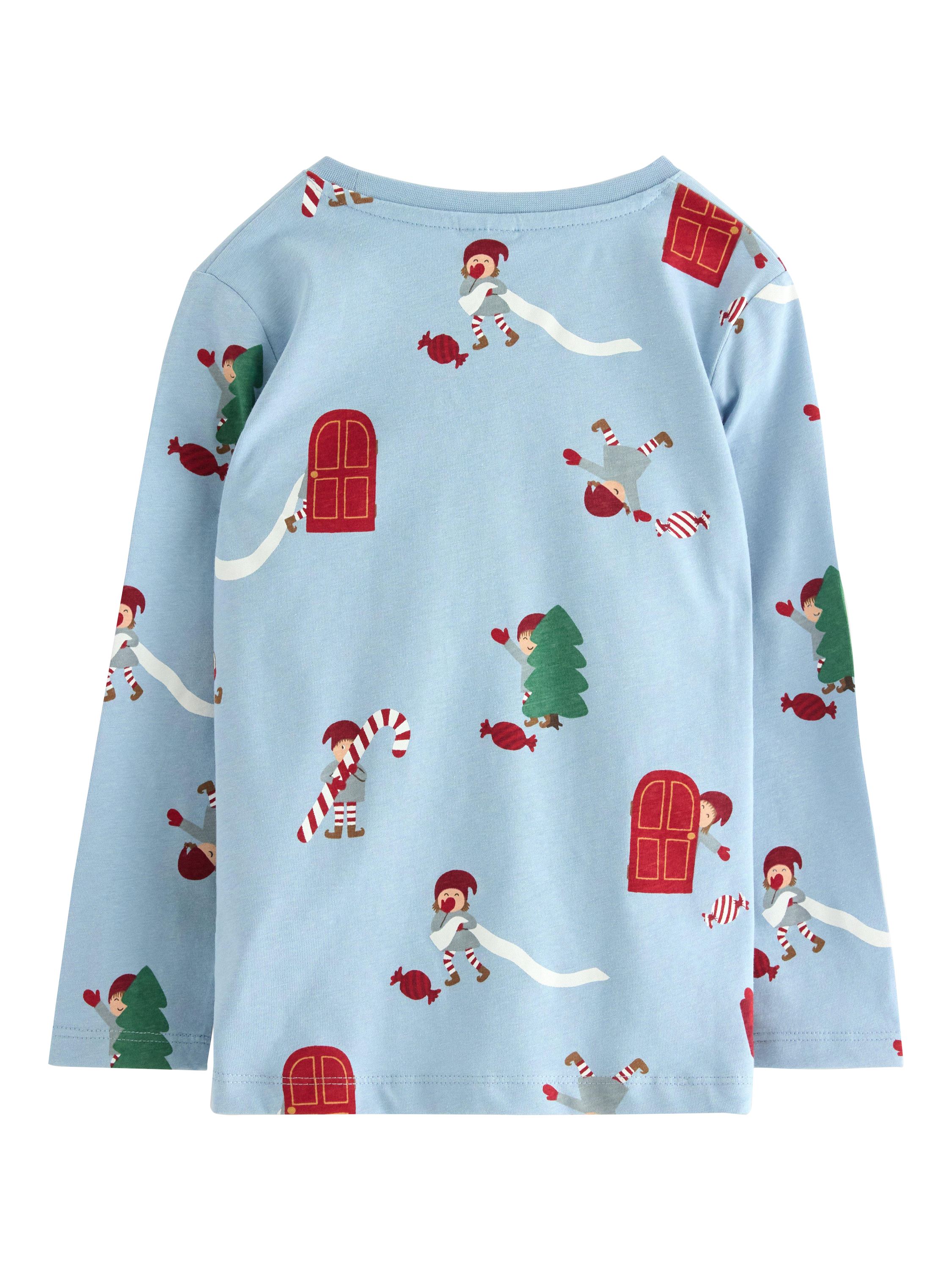 Product image 2 of 3, which shows Lindex Kids' Elves Jersey Top, Light Dusty Blue, 3-4 years
