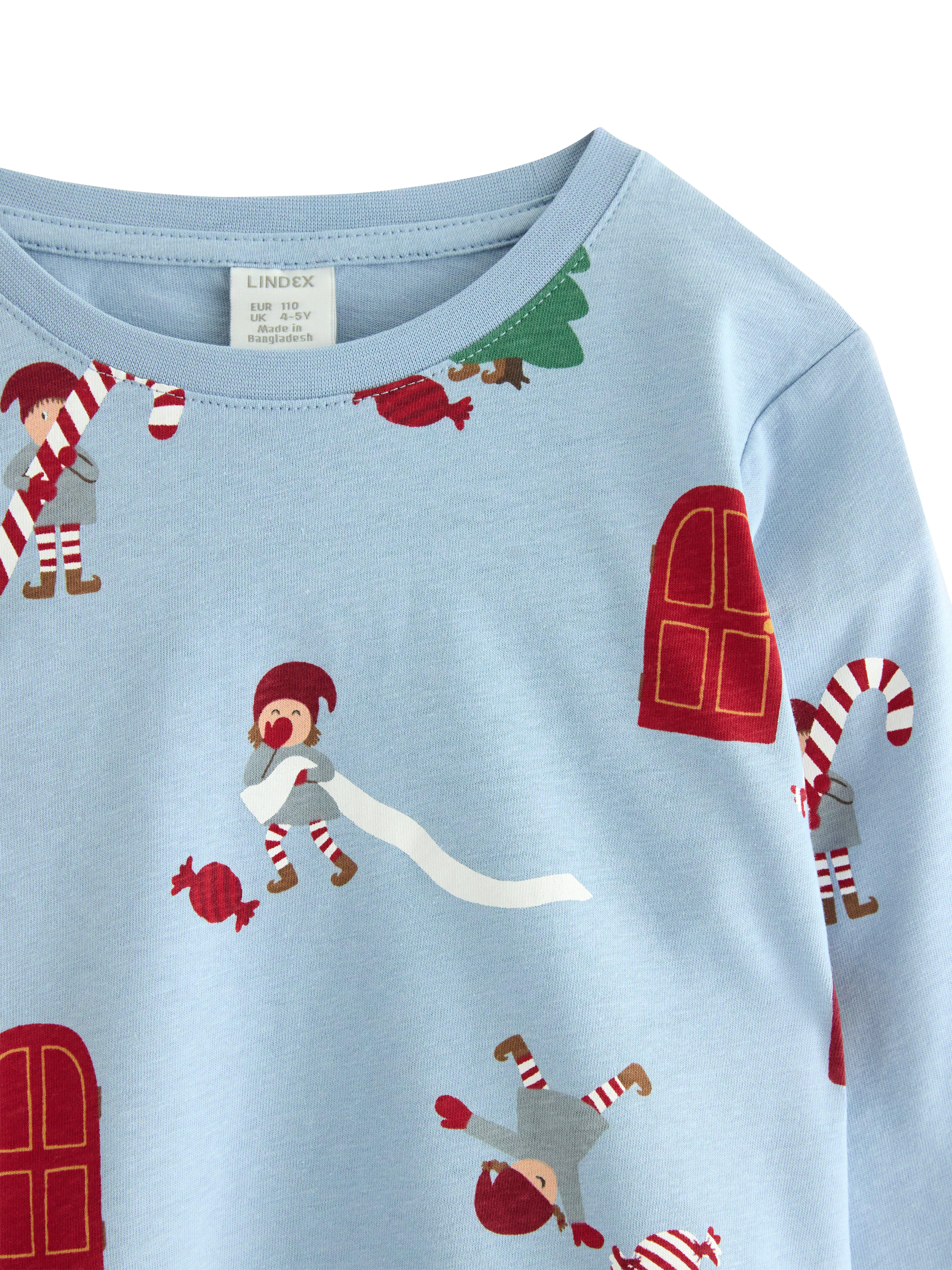 Product image 3 of 3, which shows Lindex Kids' Elves Jersey Top, Light Dusty Blue, 3-4 years